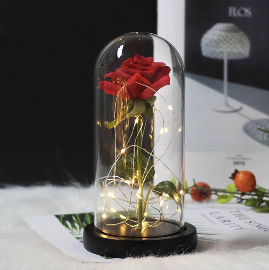 Merkloos Sans marque Beauty and The Beast | Roos in glas stolp | Het ideale moederdagcadeau!