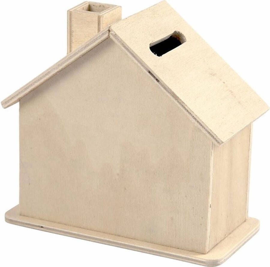 Merkloos Beschilderbare hobby knutsel spaarpot houten huisje 10 cm Spaarpotten