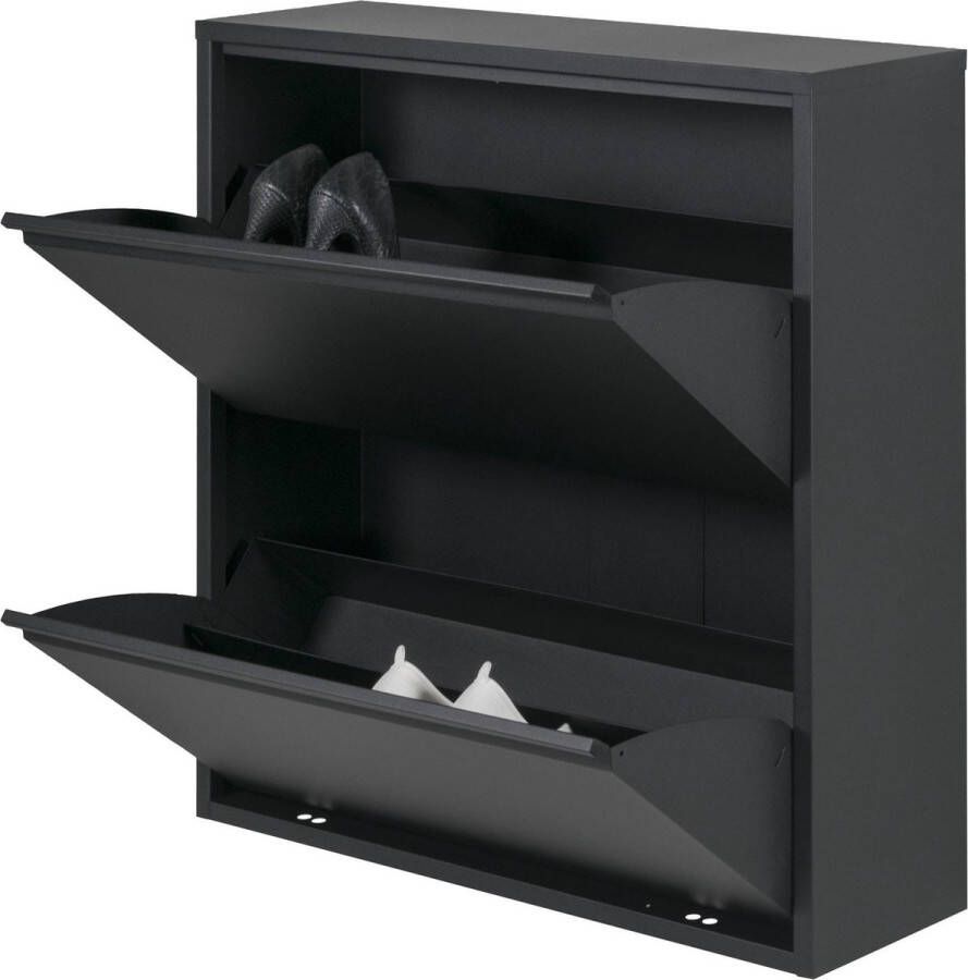 Spinder Design Billy 2 Schoenenkast met 2 vakken 75x22 5x75 Zwart