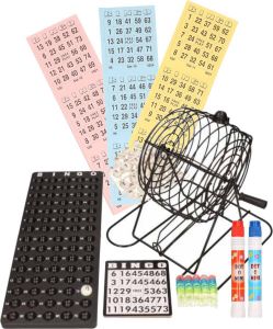 Merkloos Sans marque Bingo spel zwart wit complete set 29 cm nummers 1-75 met molen 168x bingokaarten en 2x stiften Bingospel Bingo spellen Bingomolen met bingokaarten Bingo spelen