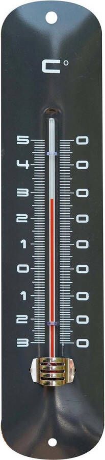 Binnen buiten thermometer grijs van metaal 6.5 x 30 cm -Binnen buitenthemometers Temperatuurmeters