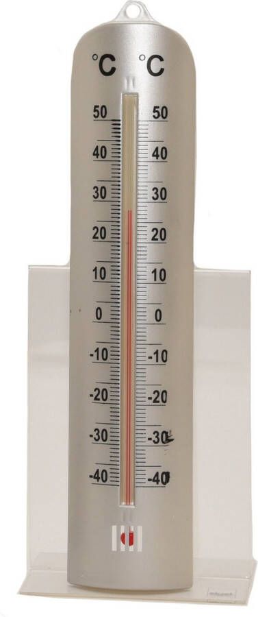Merkloos Sans marque Binnen buiten thermometer RVS look 26 x 6 cm Binnen buitenthermometers