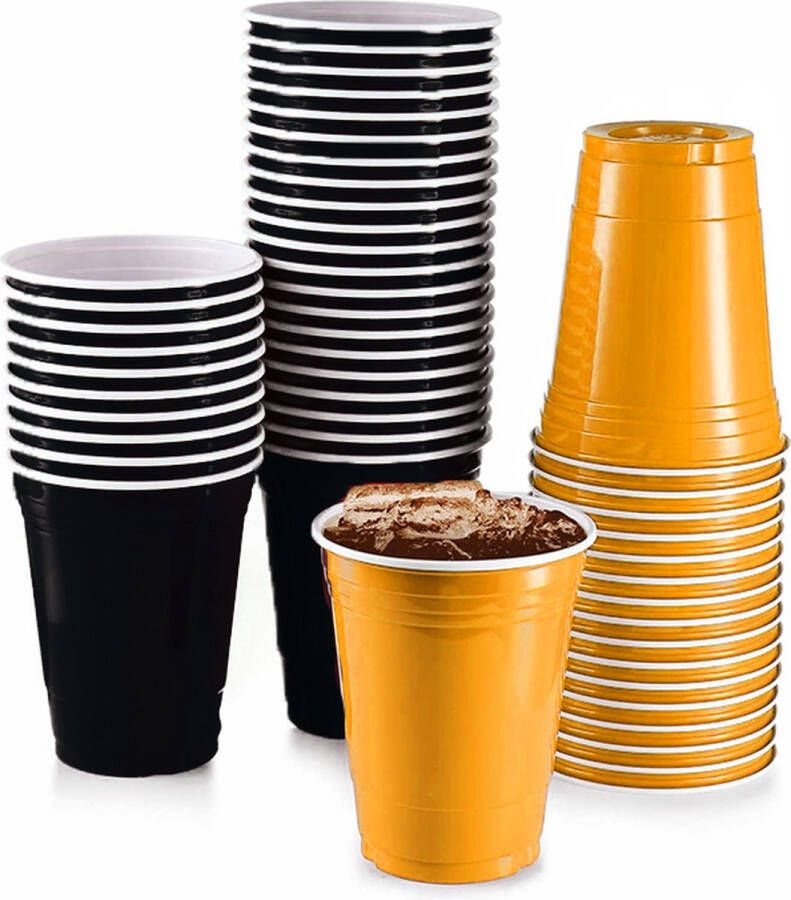 Merkloos Sans marque Black Cups & Gold Cups- 50 stuk(s) Beerpong Drankspel Plastic Bekers