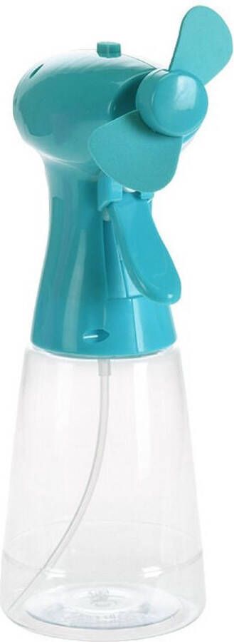 Merkloos Sans marque Blauwe hand ventilator met water verstuiver 22 cm Zak ventilator waaier Waterverstuiver