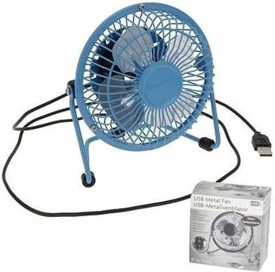 Merkloos Usb ventilator blauw 15 cm Ventilatoren