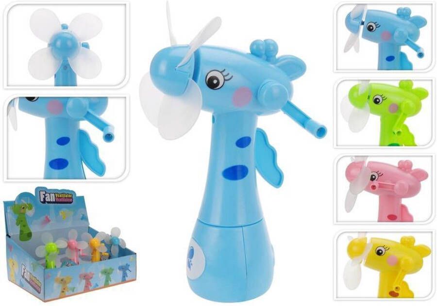 Merkloos Sans marque Blauwe waterspray ventilator giraffe 15 cm voor kinderen Zomer ventilator met waterverstuiver voor extra verkoeling