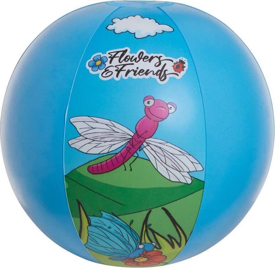 Merkloos Sans marque Blauwe bloemen opblaasbare strandbal 29 cm speelgoed Buitenspeelgoed strandballen Opblaasballen Waterspeelgoed