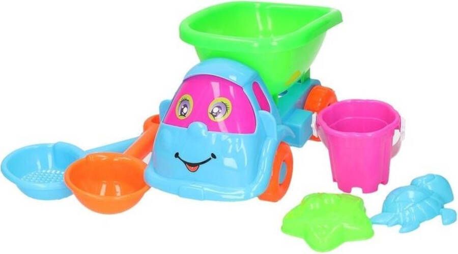 Merkloos Sans marque Blauw roze zandbak speelauto 6-delig Strand zandbak speelgoed Kiepwagen en zandvormpjes Zomerspeelgoed