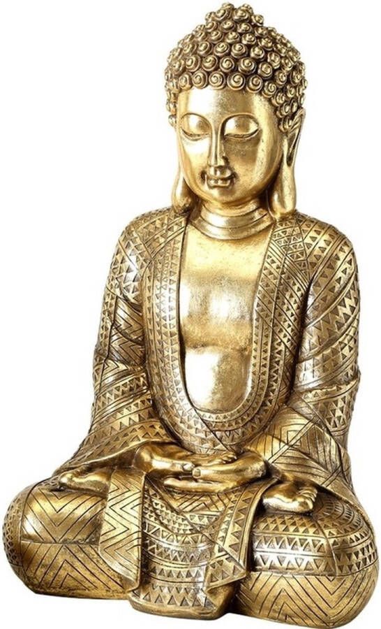 Merkloos Sans marque Boeddha beeld goud zittend 39 cm Woondecoratie beelden