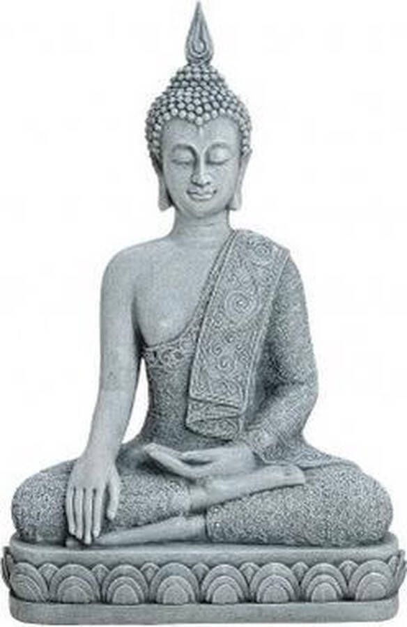 Merkloos Boeddha beeld antiek grijs 39 cm van polystone binnen buiten Beeldjes