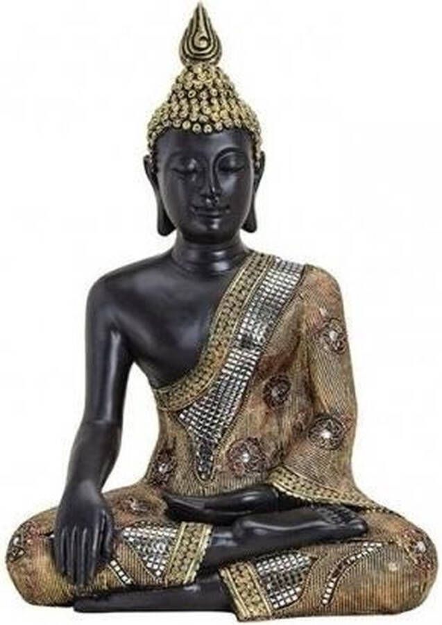 Merkloos Decoratie boeddha beelden voor binnen zwart goud 45 cm Beeldjes