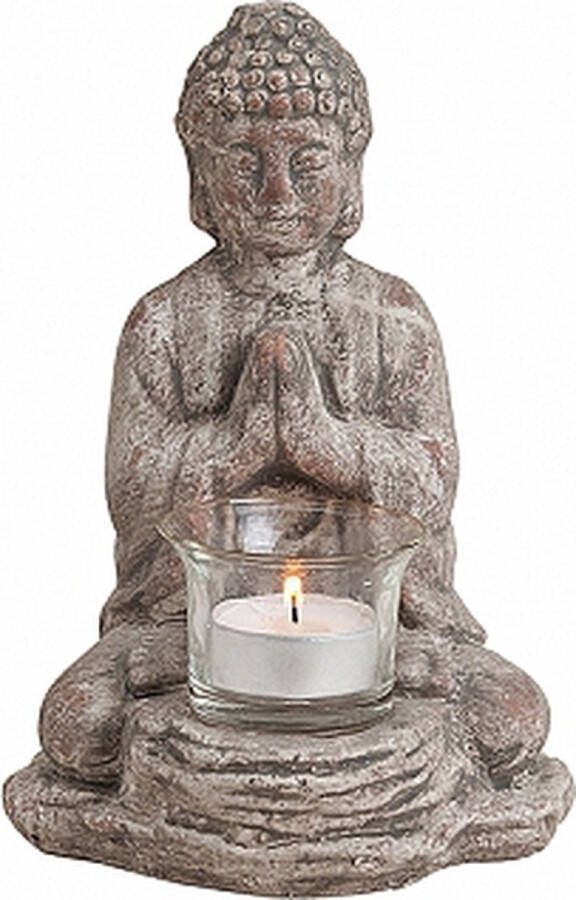 Merkloos Sans marque Boeddha beeldje theelichthouders windlichten 19 cm Waxinelicht houders Boeddha beeldjes