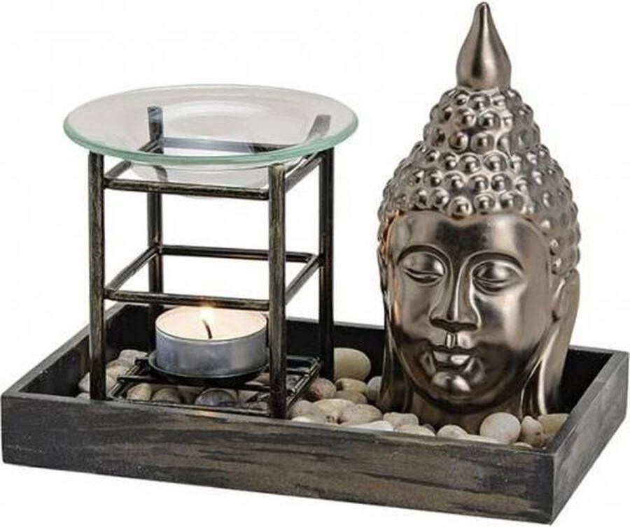 Merkloos Boeddha oliebrander met steentjes 12 cm Geurbranders