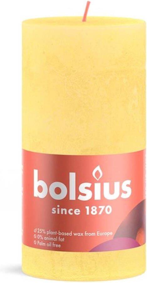 Merkloos Sans marque Bolsius Rustiek stompkaars 130 68 Sunny Yellow