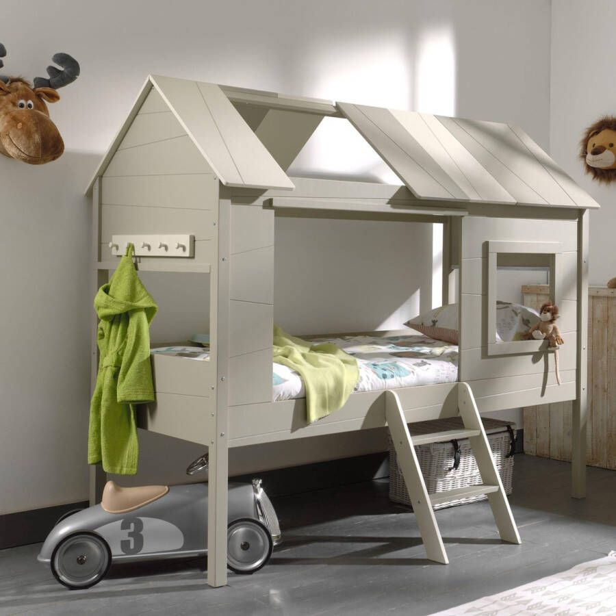 Boomhutbed Tree House Taupe MDF Grenenhout Hoogte 185 cm