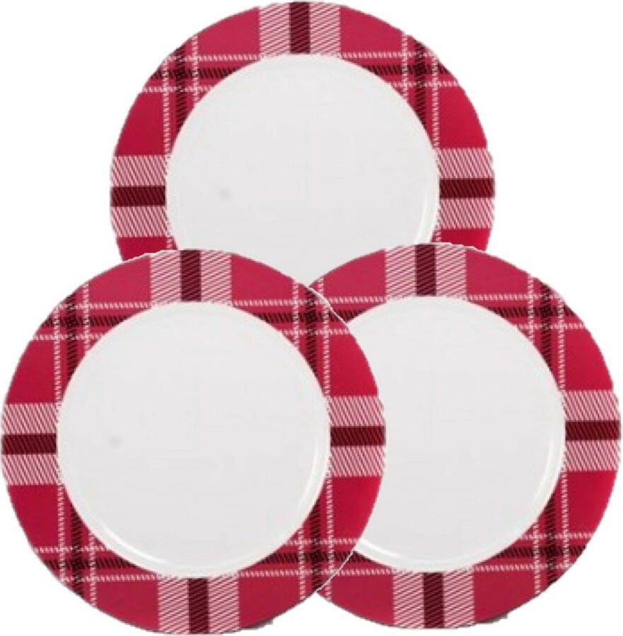 Merkloos Sans marque Bord 4x kunststof rood wit motief herbruikbaar 33 cm