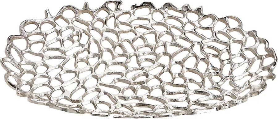 Merkloos Sans marque Bord Sierbord Onderbord Schaal Decoratief metalen schaal in zilver
