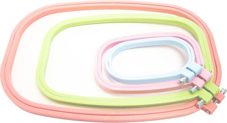 Merkloos Sans marque Borduurset 4 stuks | Borduurring kunststof | Borduurringen | Borduren | Borduurset kinderen | Kleurrijk | Rechthoek met rondingen | Punch Needle | Duurzaam