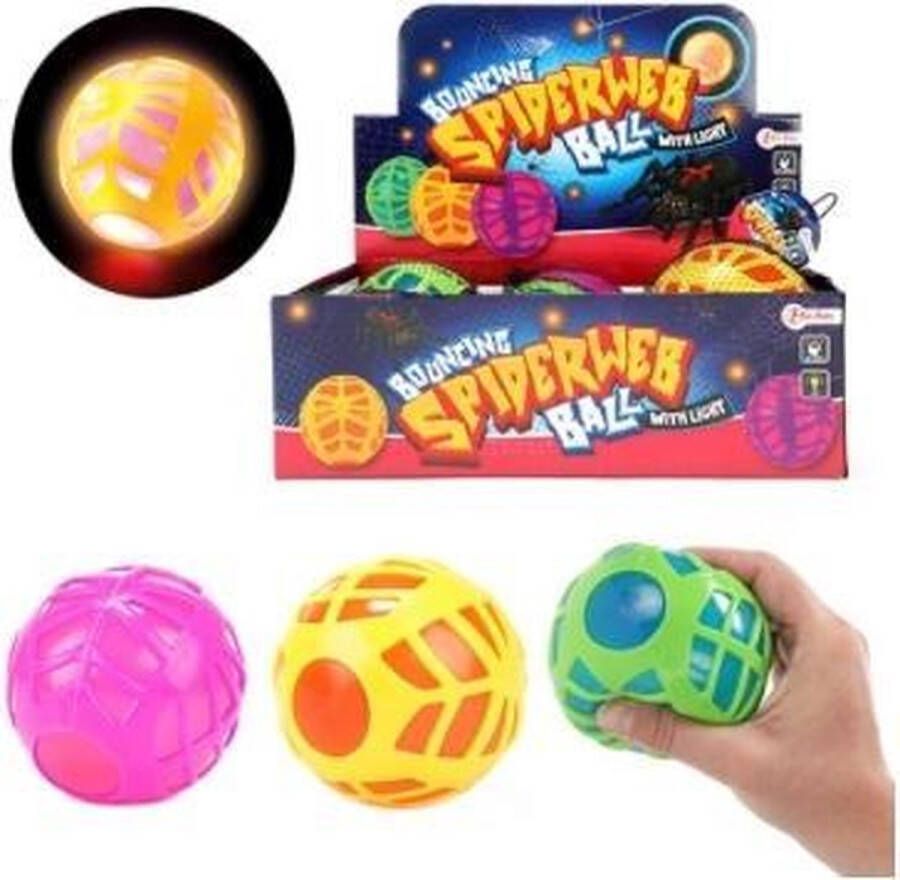 Bouncing ball 'Web' with light Ø10cm XXL stuiterbal met web en lichteffecten