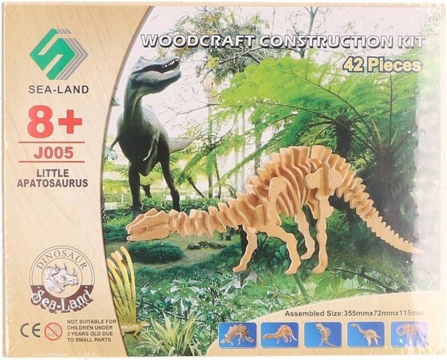 Merkloos Sans marque Bouwpakket dinosaurus Apathosaurus hout 3D T-Rex dino bouwspeelgoed