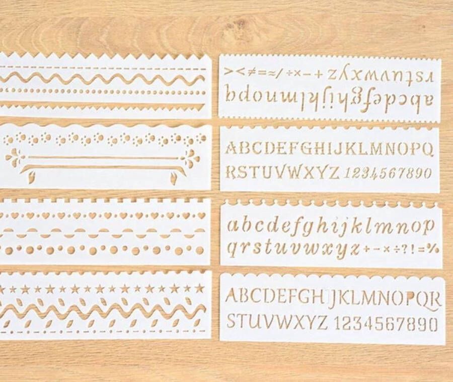 Merkloos Sans marque Bullet Journal Plastic Stencils 8 stuks Templates Golven Waves Sjablonen 5 x 18 3cm Handlettering toolkit Knutselen Decoratie Accessoires