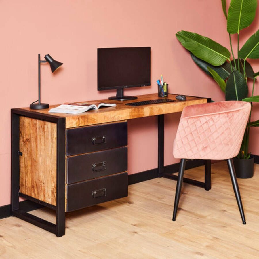 Max Wonen Bureau Britt metalen lades | 145 cm