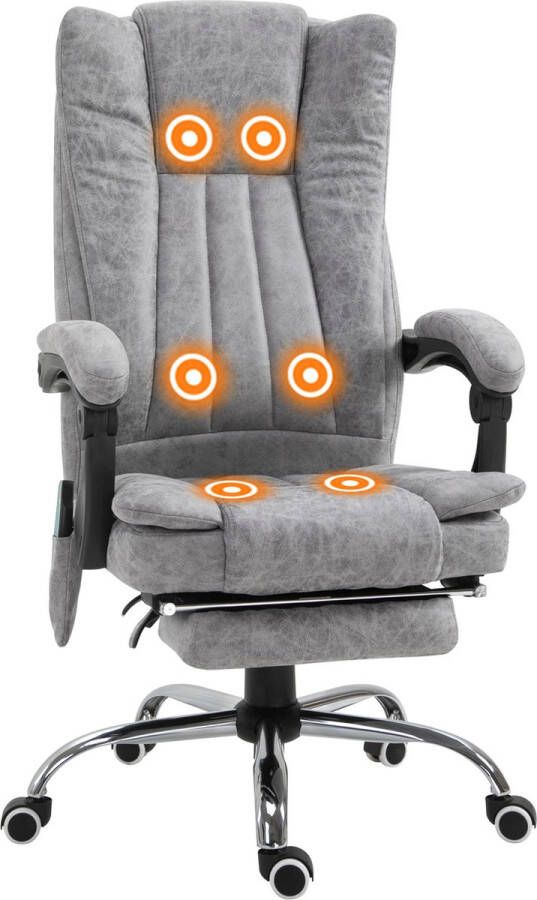 Merkloos Sans marque Bureaustoel Massagestoel Ergonomische bureaustoel Game stoel Verwarmingsfunctie -Ligfunctie Voetensteun Grijs