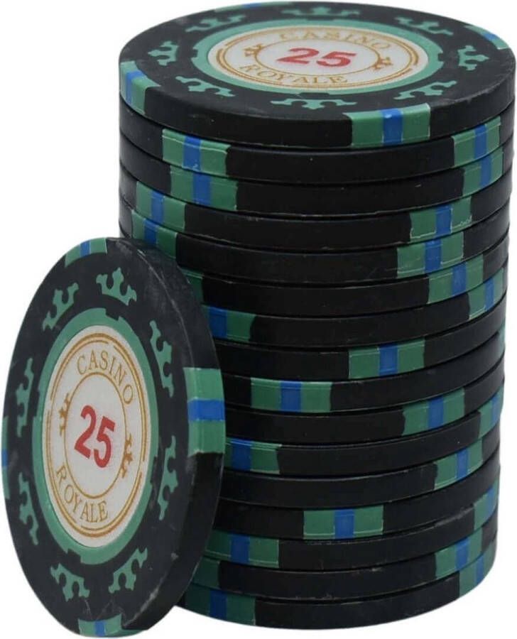 Mec Casino Royale poker chips 25 groen (25 stuks)- pokerchips- pokerfiches- poker fiches Clay chips pokerspel pokerset poker set