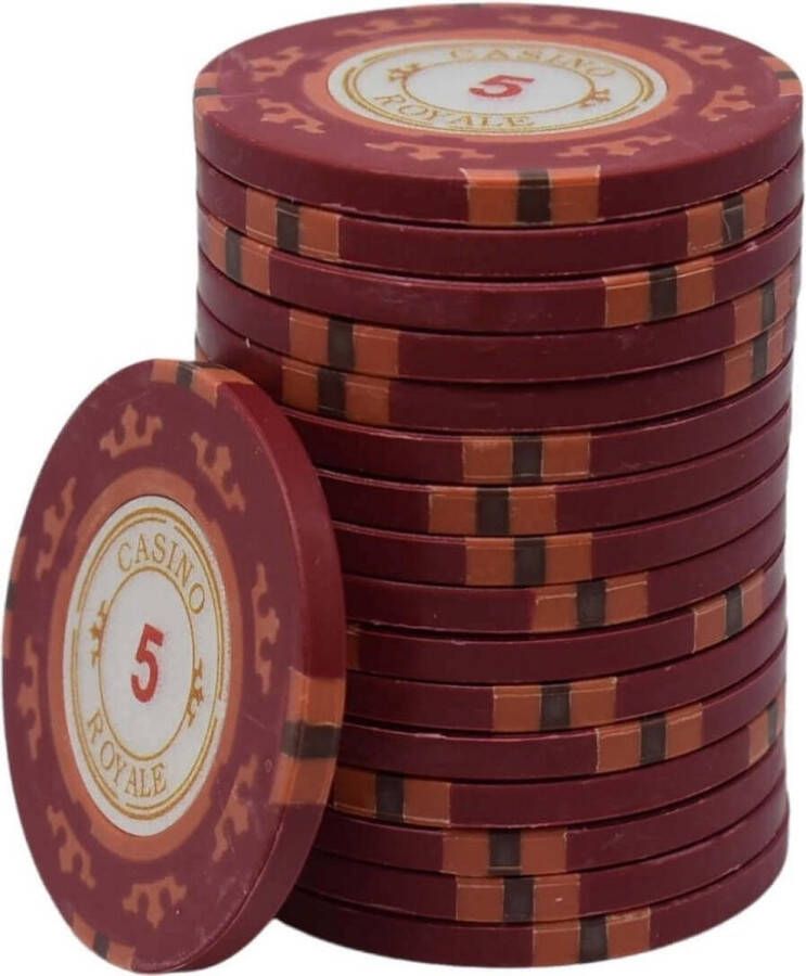 Mec Casino Royale poker chips 5 rood (25 stuks)- pokerchips- pokerfiches- poker fiches Clay chips pokerspel pokerset poker set