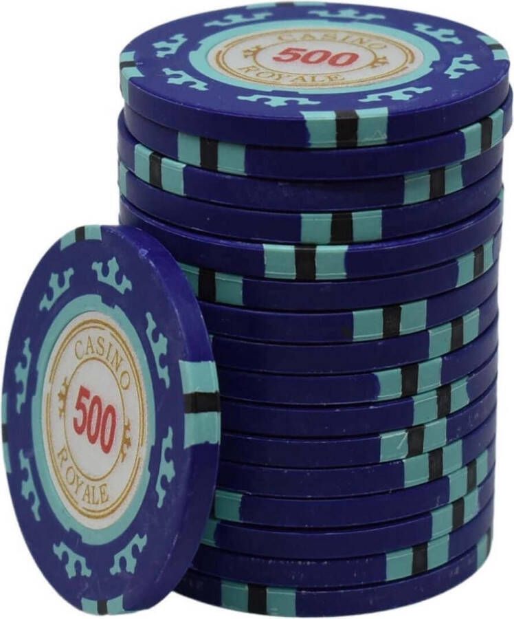 Mec Casino Royale poker chips 500 blauw (25 stuks)- pokerchips- pokerfiches- poker fiches Clay chips pokerspel pokerset poker set