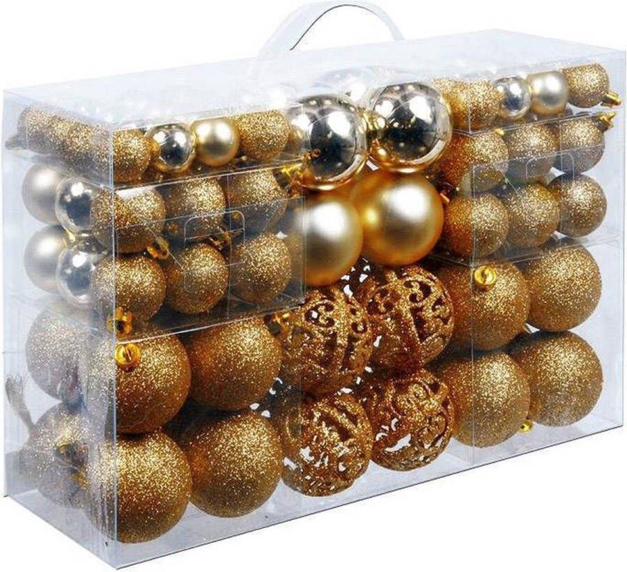 Merkloos Sans marque Christmas gifts Kerstballen set 100 ballen Plastic Kunststof Goud