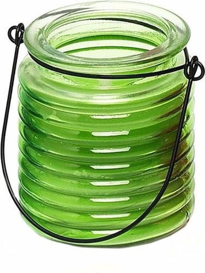 Merkloos 1x Geurkaarsen citroen anti muggen in groen glas geurkaarsen