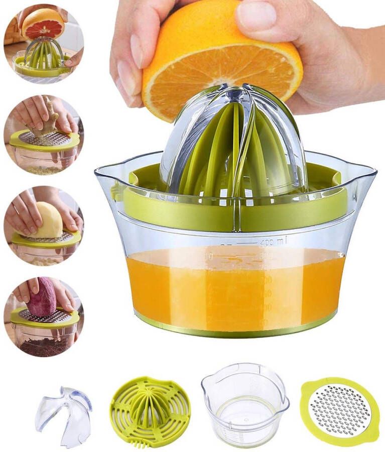 Merkloos Sans marque Citruspers 4 in 1 Limoenpers met houder 400 ml