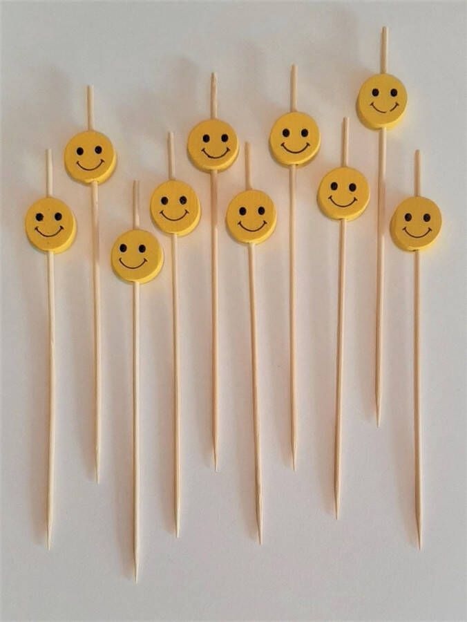 Cocktailprikkers Smiley cocktail prikkertjes sandwich sticks 12 stuks