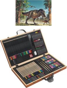 Merkloos Sans marque Complete teken schilder cadeau doos 88-delig met een A4 schetsboek van 50 vellen Voor Dino liefhebbers