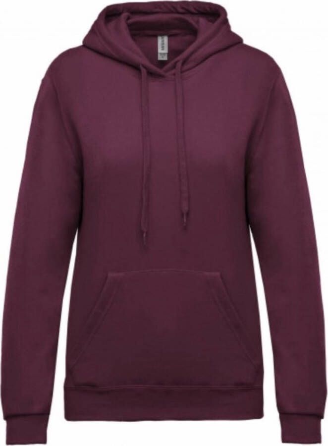 Merkloos Sans marque Damessweater met capuchon Hoodie K473 kleur WijnROOD maat XL