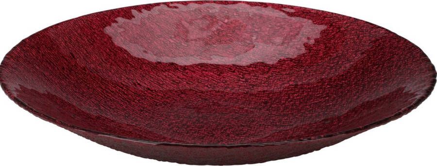 Merkloos Glazen decoratie schaal fruitschaal rood rond D30 x H6 cm Fruitschalen