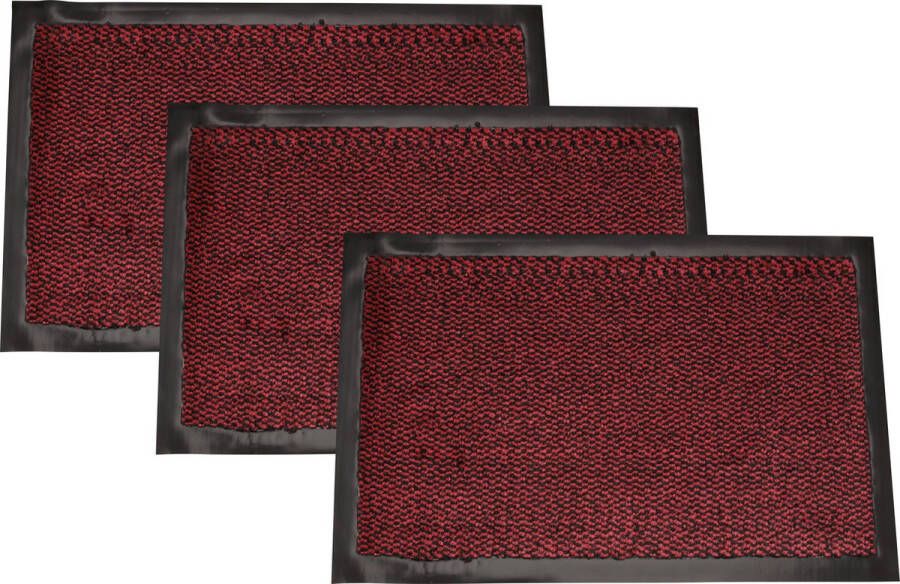 Merkloos Sans marque Deurmat Jack's Door 3 stuks 40x60cm binnen droogloopmat rood