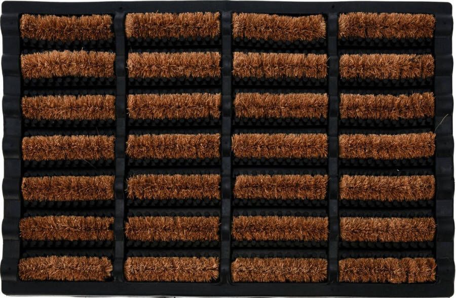Merkloos Sans marque Deurmat droogloopmat buiten binnen zwart rubber kokos 60 x 40 cm