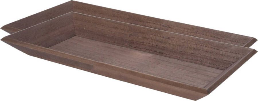 Merkloos 2x stuks houten dienbladen kaarsenborden rechthoekig 40 cm donkerbruin Kaarsenplateaus
