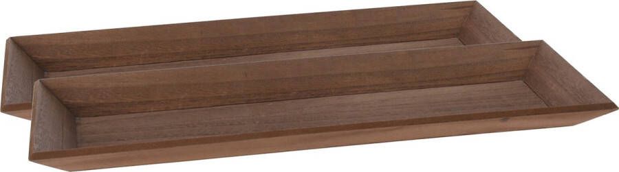 Merkloos 2x stuks houten dienbladen kaarsenborden rechthoekig 60 cm donkerbruin Kaarsenplateaus