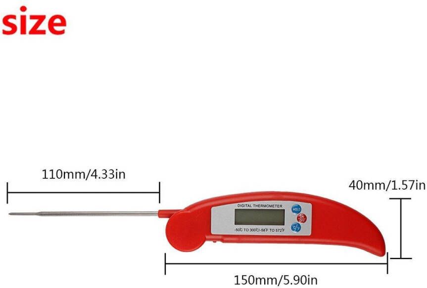 Merkloos Sans marque Digitale Kookthermometer vlees thermometer Vlees Kip- Vis BBQ Zomer Inklapbaar -50°C tot 300°C