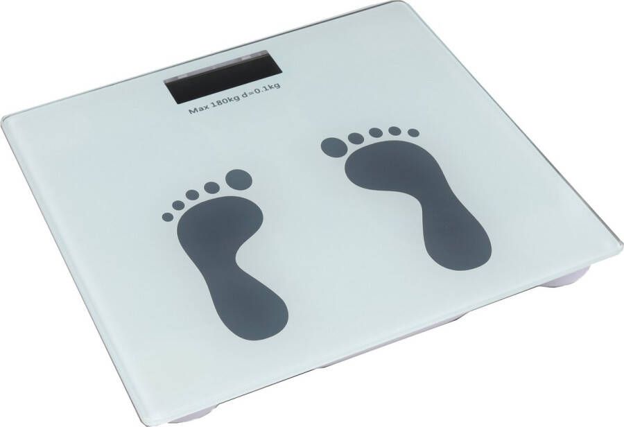 Merkloos Sans marque Digitale personenweegschaal van glas met voetenprint Personenweegschalen badkamerweegschalen
