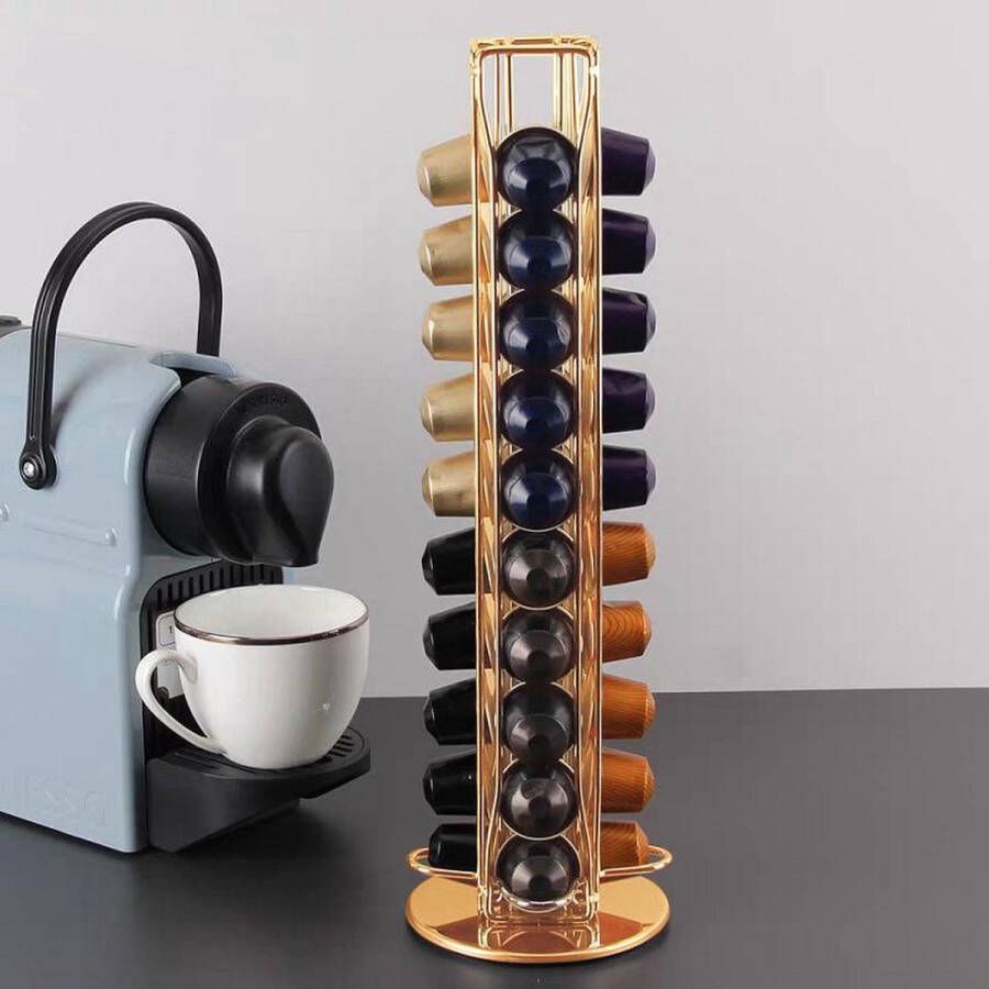 Merkloos Sans marque Draaibare capsulehouder Geschikt voor Nespresso en compatible Capsules 40 stuks -goud