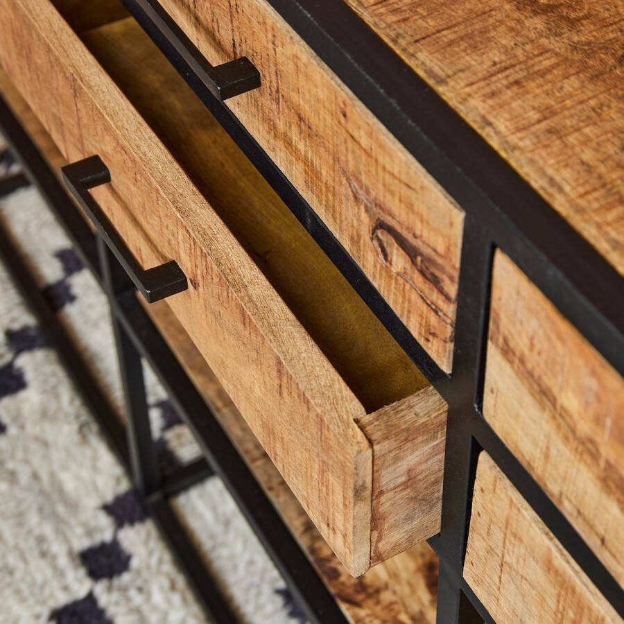 Merkloos Sans marque Dressoir Denver 160 cm | Mangohout en metaal