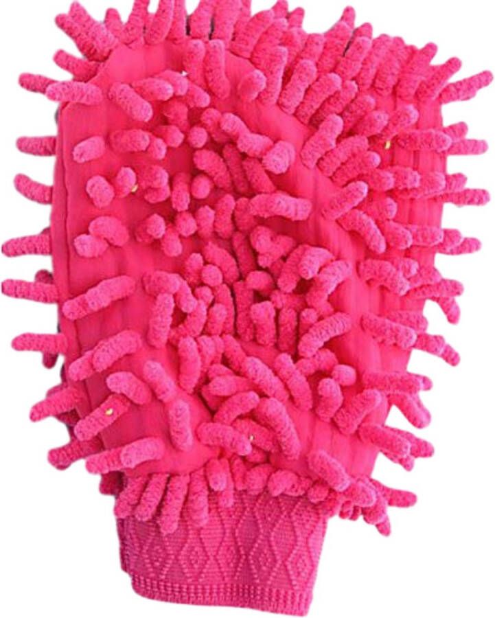 Merkloos Sans marque Dubbelzijdig Chenille Microvezel Schoonmaak Handschoen (Roze) Microfiber Auto Schoonmaakhandschoen Autowashandschoen Doek Autowas Washandschoen Handdoek Huishoudhandschoen Huishoud Borstel Reiniger Velgen Reinigen