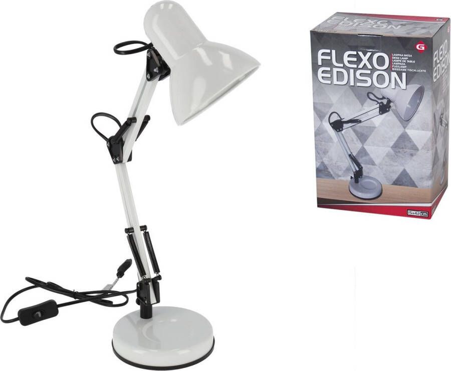 Merkloos Sans marque Edison Bureaulamp E27 max 40W – Buro – Kantoor – Verlichting Wit