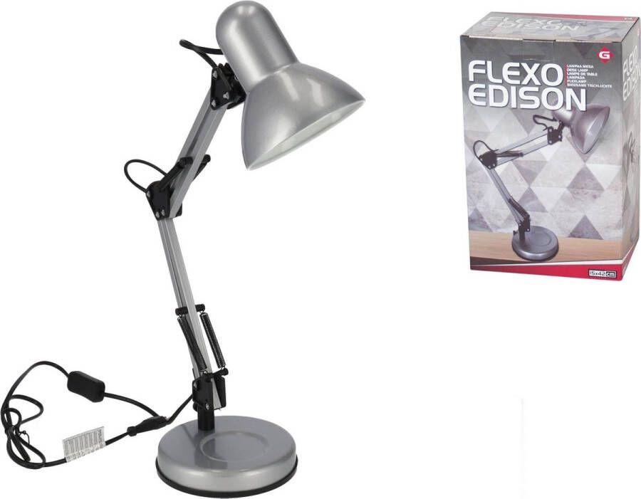 Merkloos Sans marque Edison Bureaulamp E27 max 40W – Buro – Kantoor – Verlichting Zilver