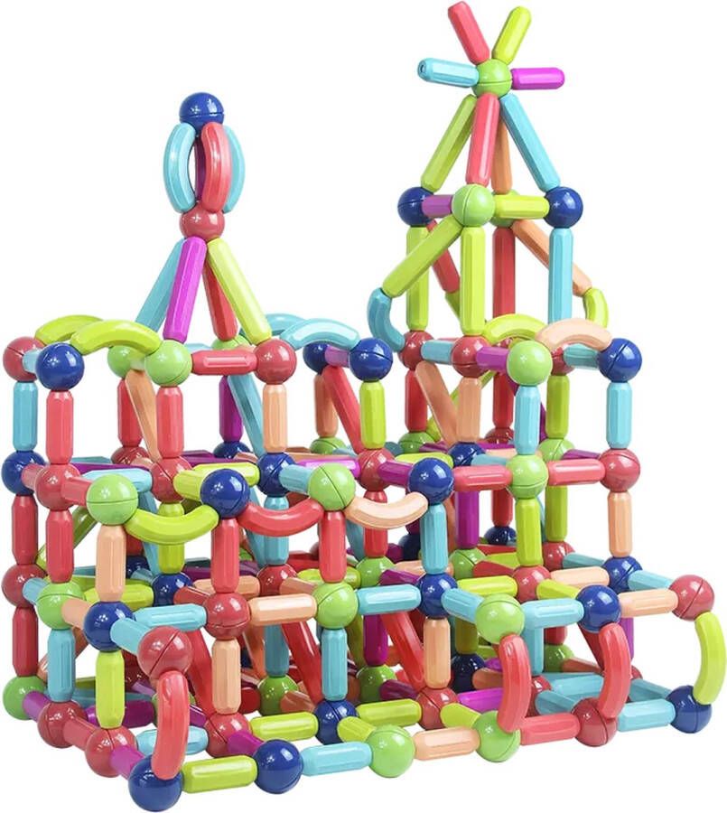 Merkloos Sans marque Educatief speelgoed 110 stuks Magnetische bouwstenen voor kinderen Magnetische staafjes en ballen speelgoed Verschillende kleuren 3D puzzel