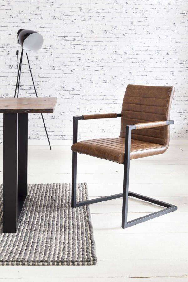 SalesFever Vrijdragende stoel met breedtestiksels op rug- en zitgedeelte stoel met armleuningen (set 2 stuks)